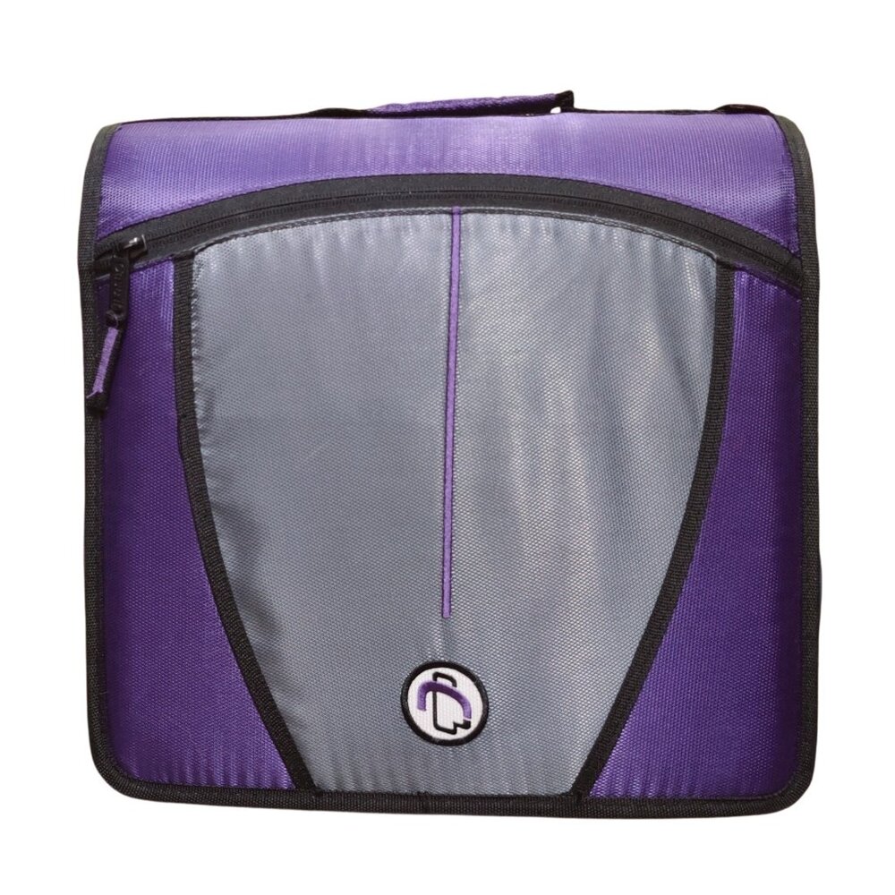 Case it Purple Gray 3 Ring Zipper Binder with Expanding File Organizer Pockets